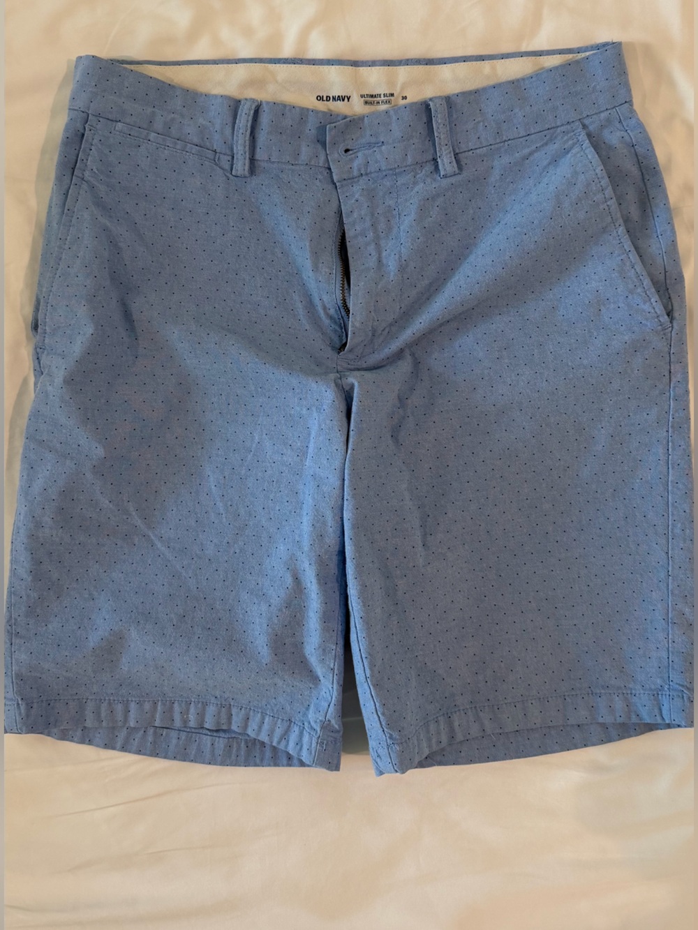 Men's Light Blue with navy blue Micro-Dot Casual Shorts
